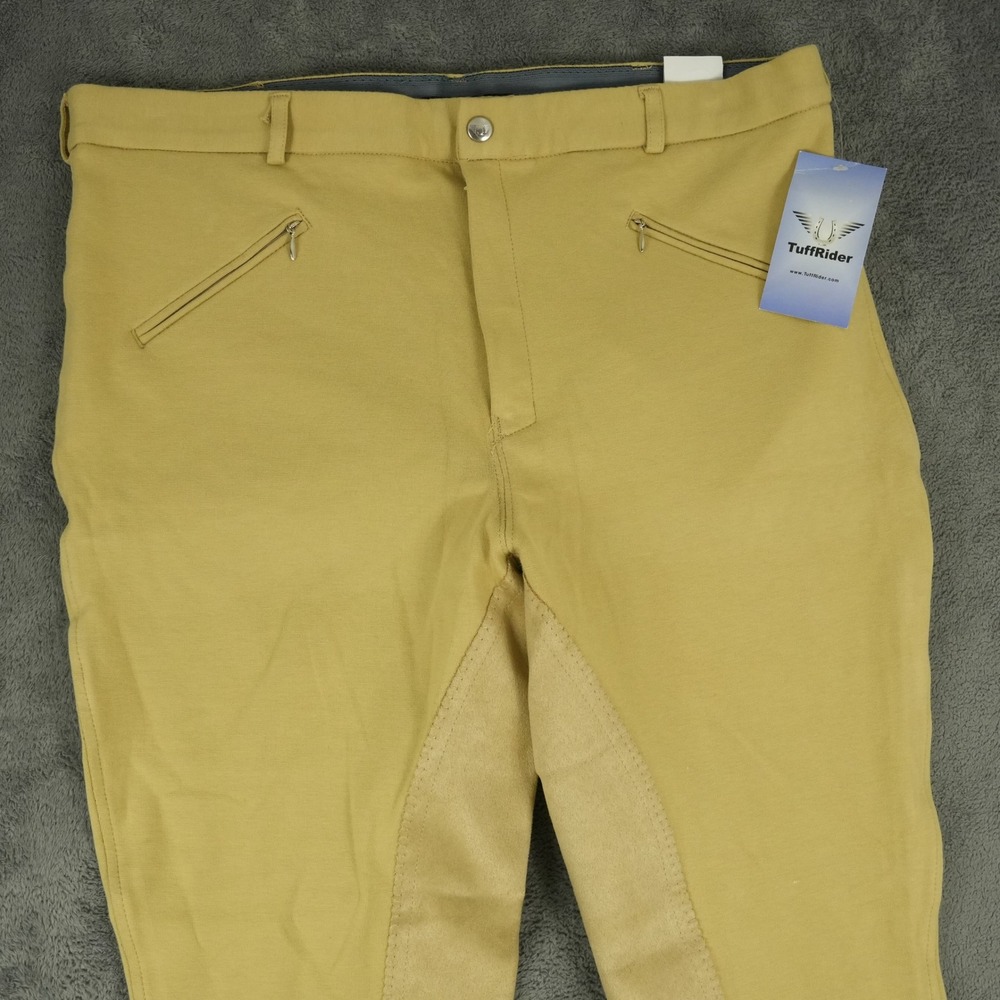 TuffRider Full Seat Breeches Mens 38 (37x28) Tan Cotton Equestrian Riding Pants